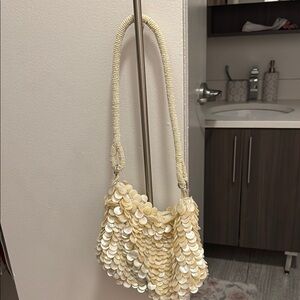 Zara Cream Beaded Women's Bag